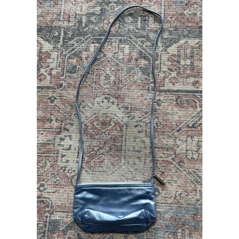 DAWLI Genuine Leather Made USA Vintage Crossbody Purse Dark Blue! - Picture 3 of 5